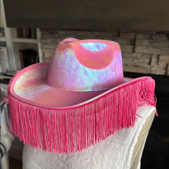 Accessories - Vibrant Pink Western Hat with Fringe Trim